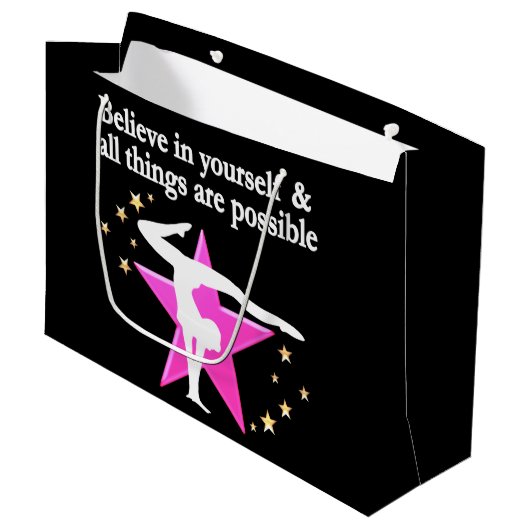 GELOOF IN UW GYMNASTISCHE DOELEN EN DREAMS LARGE CADEAUTASJE (Voorkant Gekanteld)