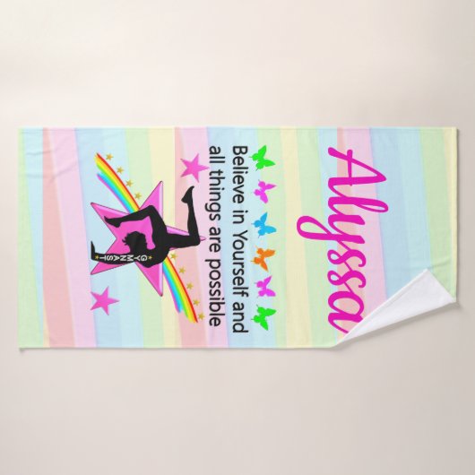 GELOOF IN UW GYMNASTISCHE ONTWERP BADHANDDOEK (Badhanddoek)
