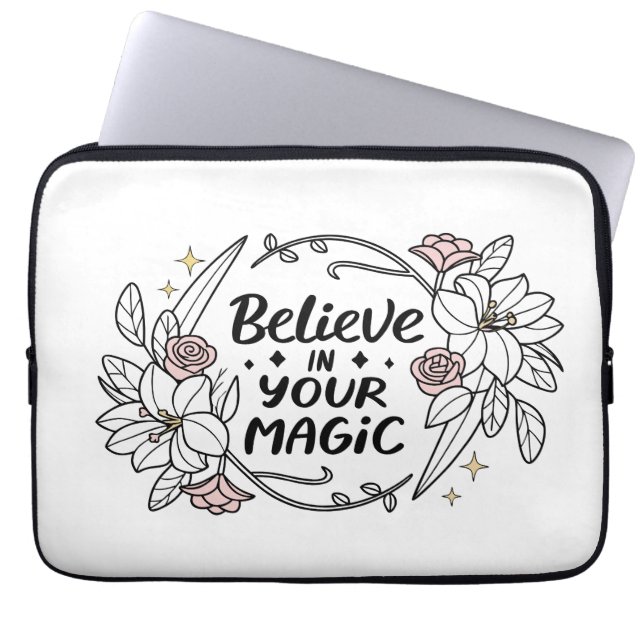Geloof in uw magie - Bloemen Rozen & Lelies Laptop Sleeve (Voorkant)