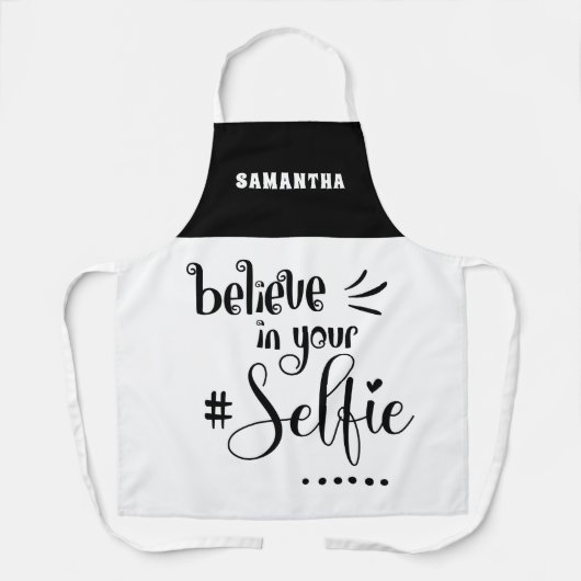 Geloof in uw Selfie Quote Name Black White Schort (Voorkant)