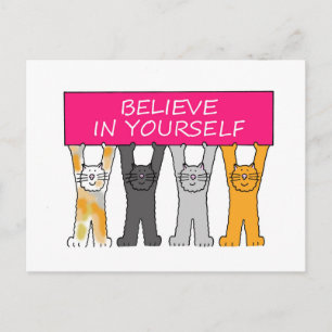 Geloof in uzelf Cute Cartoon Cats Briefkaart