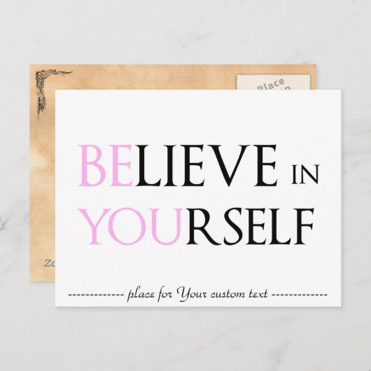 Geloof in uzelf - wees u gemotiveerd om te citeren briefkaart (Voorkant / Achterkant)