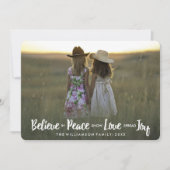 Geloof in vrede Liefde Vreugde Kerstmis Vakantie F Feestdagenkaart (Voorkant)