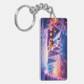 Geloof in wintermagie - Gezellige Cabin Sleutelhan Sleutelhanger (Voorkant Links)