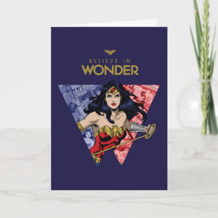 "Geloof in Wonder" Wonder Woman Lasso Comic Logo Kaart