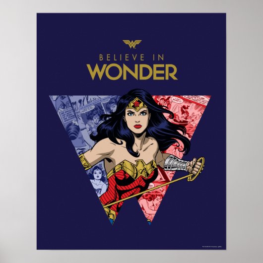 "Geloof in Wonder" Wonder Woman Lasso Comic Logo Poster (Voorkant)