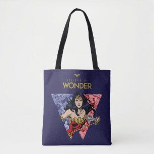 "Geloof in Wonder" Wonder Woman Lasso Comic Logo Tote Bag