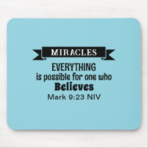 Geloof in wonderen Bijbelvers Licht Blauw Muismat