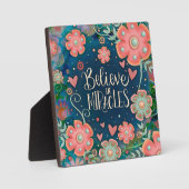 Geloof in wonderen bloemenblauw en roze fotoplaat (Voorkant)