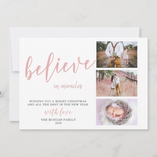 Geloof in wonderen ⎢ Blush Photo Holiday Kaart (Voorkant)