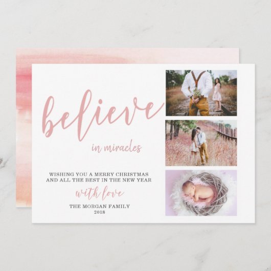 Geloof in wonderen ⎢ Blush Photo Holiday Kaart (Voorkant / Achterkant)
