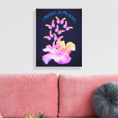 Geloof in wonderen Hibiscus flower Butterflies Canvas Afdruk (Insitu (Woonkamer))