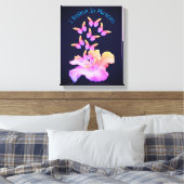 Geloof in wonderen Hibiscus flower Butterflies Canvas Afdruk (Insitu (Slaapkamer))