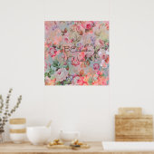 "Geloof in youzelf" citeert rozen floral Poster (Keuken)