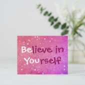 Geloof in zich (bent u) Roze Briefkaart Sparkly (Staand voorkant)