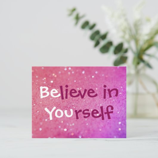Geloof in zich (bent u) Roze Briefkaart Sparkly (Staand voorkant)