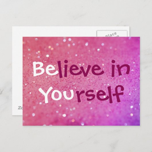 Geloof in zich (bent u) Roze Briefkaart Sparkly (Voorkant / Achterkant)