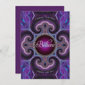 Geloof Inspire Paarse Fractals Cross Circle Kaart (Voorkant / Achterkant)