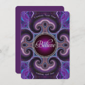 Geloof: Inspire: Paarse fractals kruiscirkel Informatiekaartje (Voorkant / Achterkant)