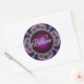 Geloof: Inspire: Paarse fractals kruiscirkel Ronde Sticker (Envelop)