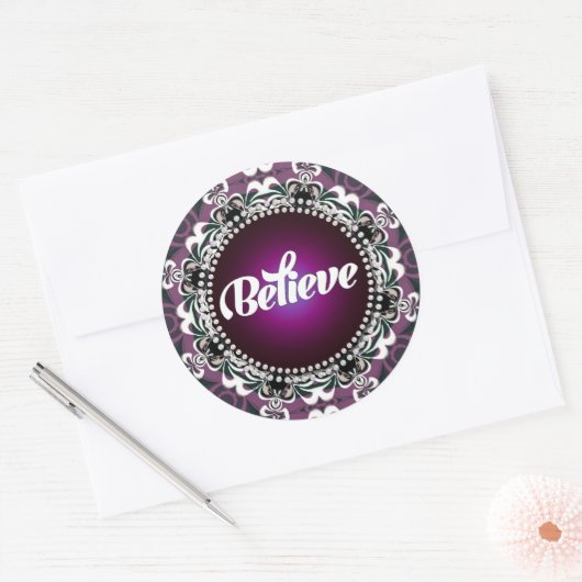 Geloof: Inspire: Paarse witte Sticker (Envelop)