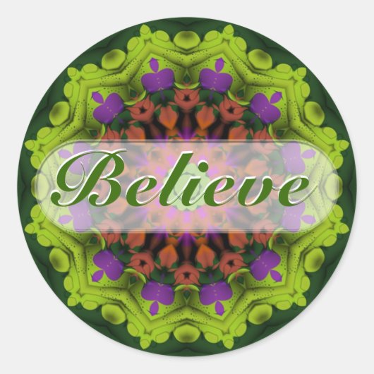 Geloof : Inspirerend : Geometrische Mandala Art Ronde Sticker (Voorkant)