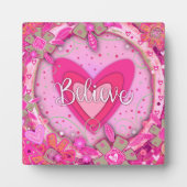 Geloof Inspirerend Hart Bloemen  Roze Fotoplaat (Voorkant)