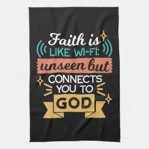 Geloof is als WiFi Grappige Christelijke Citaat Ku Theedoek