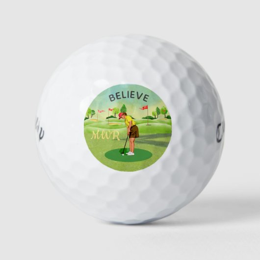 Geloof is Key Cart Greens Monogram Golfballen (Voorkant)