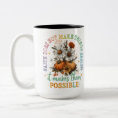 Geloof is niet... tweekleurige koffiemok (Links)