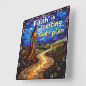 Geloof is vertrouwen op Gods plan.Spreuken 3:5-6 Vierkante Klok (Hoek)