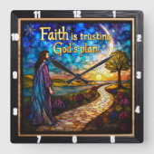 Geloof is vertrouwen op Gods plan Vierkante Klok (Voorkant)