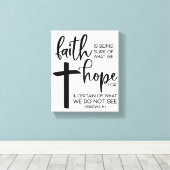 Geloof is zeker zijn van waar we op hopen... canvas afdruk (Insitu (Houten vloer))