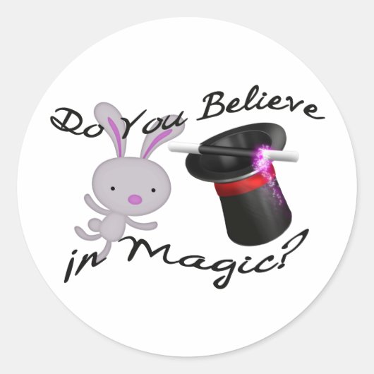 Geloof je in Magic Top Hat & Rabbit Ronde Sticker (Voorkant)