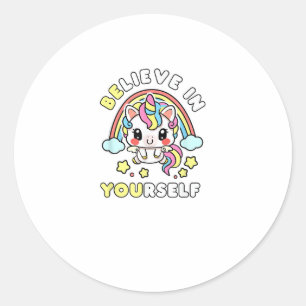 Geloof je zelf in je unieke positieve boodschap ronde sticker