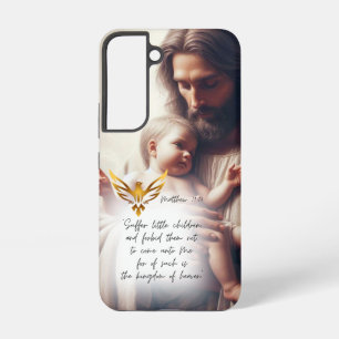 Geloof Jezus omhelst baby realistische gouden duif Samsung Galaxy Hoesje