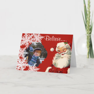 'Geloof' Jolly  Santa Foto invoegen Feestdagen Kaart