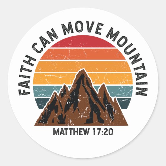 Geloof kan bergen bewegen ronde sticker (Voorkant)