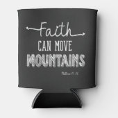 Geloof kan bergen verplaatsen zwart-wit ontwerp blikjeskoeler (Voorkant)