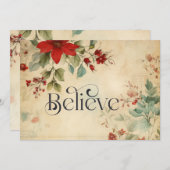 'Geloof' Kerst  Bloemen Christelijk Flat Feestdagenkaart (Voorkant / Achterkant)
