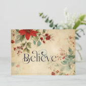 'Geloof' Kerst  Bloemen Christelijk Flat Feestdagenkaart (Staand voorkant)