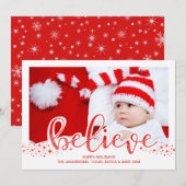 Geloof Kerst grillige Hand Script Foto Feestdagenkaart (Voorkant / Achterkant)