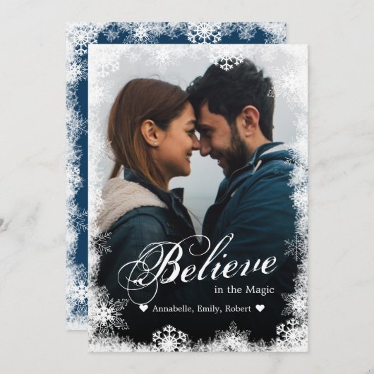 Geloof Kerst Kaarten Moderne Snowy Vakantiefoto (Voorkant / Achterkant)