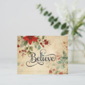 'Geloof' Kerst  Poinsettia Bijbelvers Feestdagenkaart (Staand voorkant)