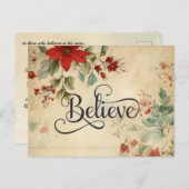 'Geloof' Kerst  Poinsettia Bijbelvers Feestdagenkaart (Voorkant / Achterkant)