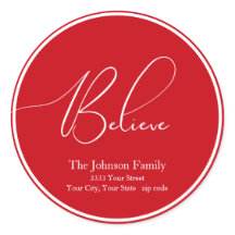 Geloof Kerst Ronde Rood Retour Adres Label