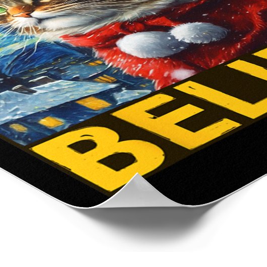 Geloof Kerst Shirt Sterrennacht Van Gogh Kat Poster (Hoek)