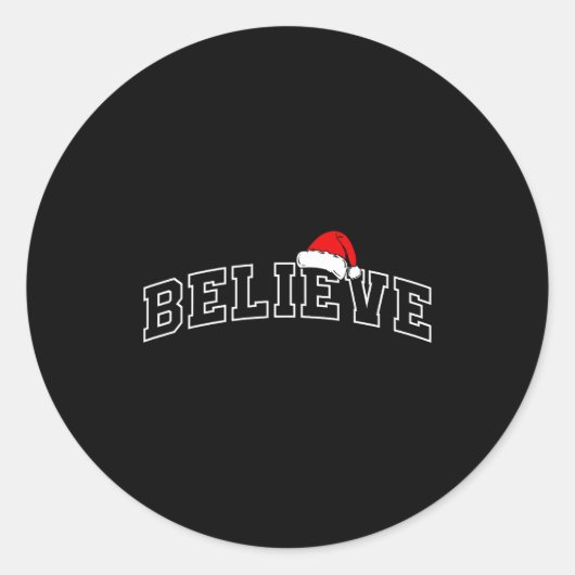 Geloof Kerst Varsity Miniale Tekst Kerstman Hoed F Ronde Sticker (Voorkant)