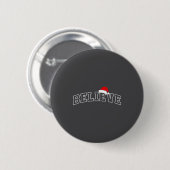 Geloof Kerst Varsity Minimaal Tekst Kerstman Hoed  Ronde Button 5,7 Cm (Voorkant /achterkant)