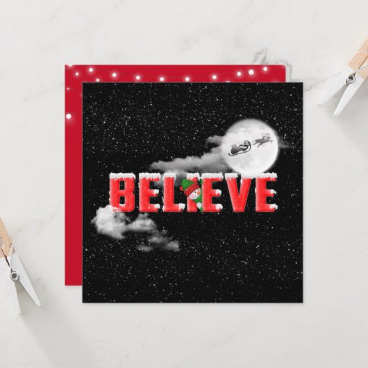 GELOOF kerstbericht met maan Kaart (Voorkant / Achterkant in situ)